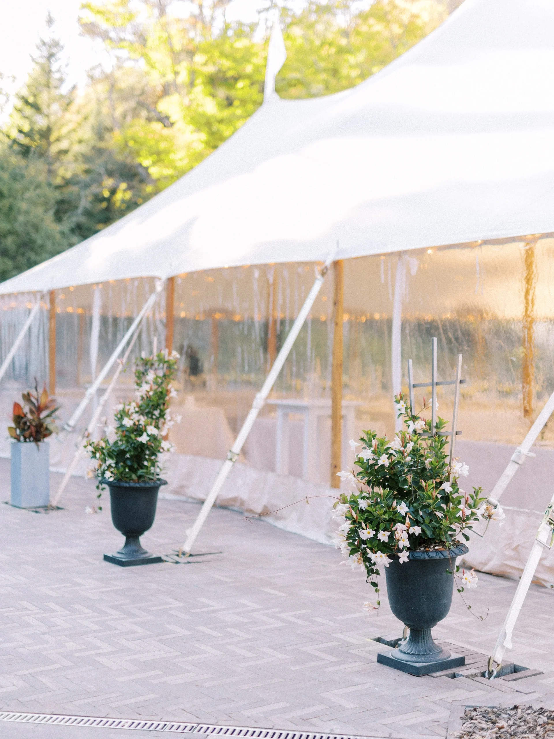 Photographie d'un chapiteau de salle de mariage extérieur